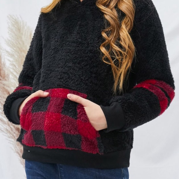 Sherpa Plaid Pocket Hoodie
